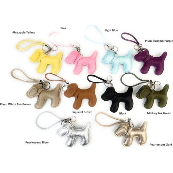Dog Keychains Leather Craft Soft and Adorable Puppy Bag Charm Purse Accessory - Picture 2 of 16